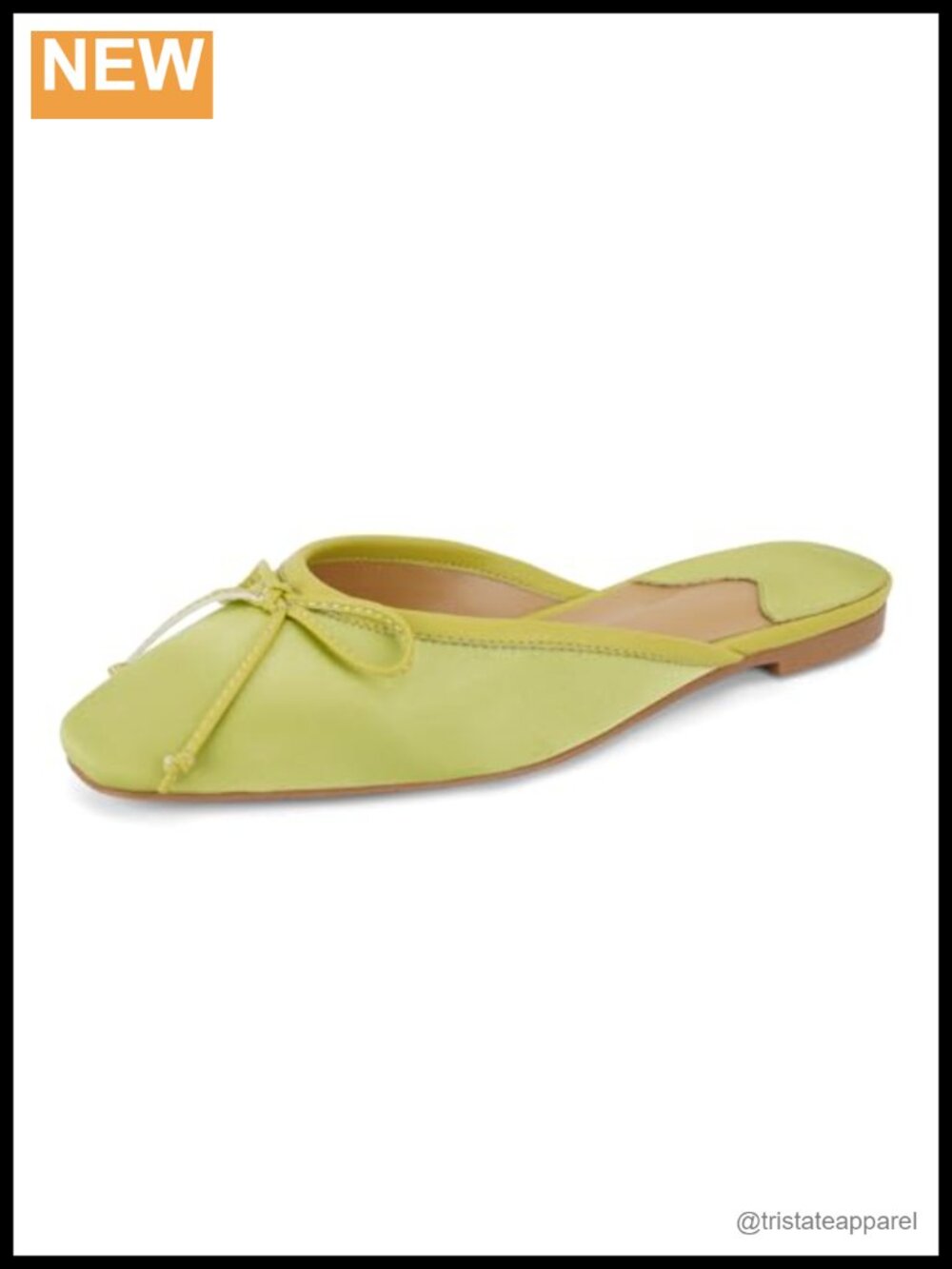 Satin Square Toe Flat Mules Slip-On Ballet Flats with Bow